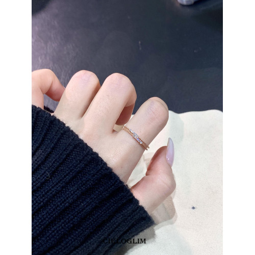 CieloGlim 碎閃細戒 10分鑽石火彩小排鑽戒指女925銀簡約百搭曡戴