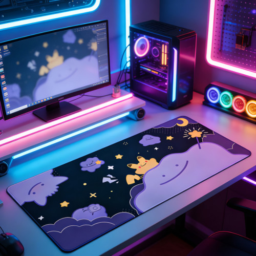 適用於百變怪滑鼠墊電競大號滑鼠墊加厚鎖邊桌墊寶可夢辦公電腦墊