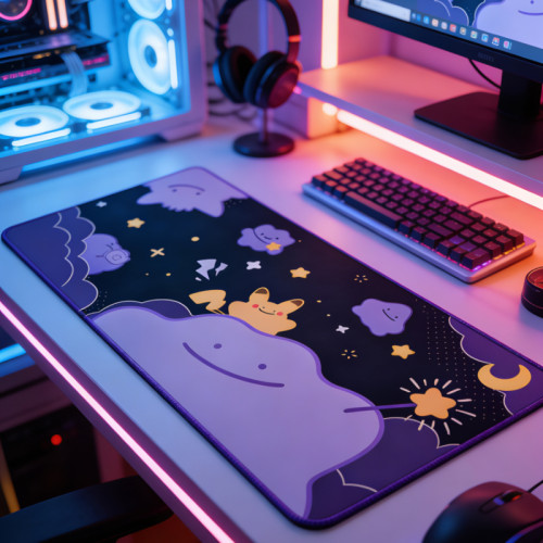 適用於百變怪滑鼠墊電競大號滑鼠墊加厚鎖邊桌墊寶可夢辦公電腦墊