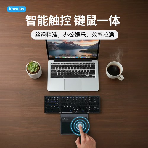 Koculus無線藍牙四折疊鍵盤平板手機筆記型電腦觸控板一體式可攜式