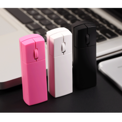 小巧可攜式無線滑鼠可充電2.4G超薄小滑鼠筆電桌上型通用帶雷射指示