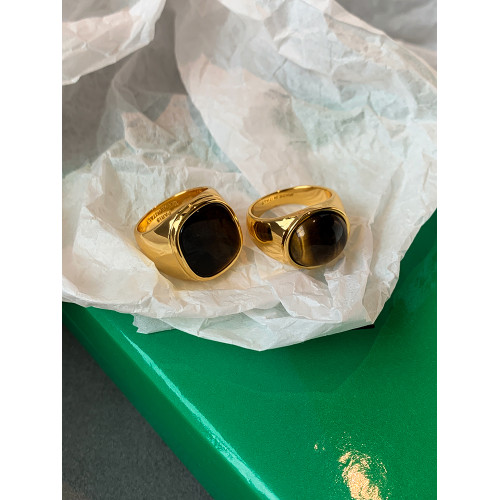 天然虎眼石金色偏財戒指女高級輕奢高級感設計小衆指環中古店飾品