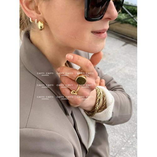 天然虎眼石金色偏財戒指女高級輕奢高級感設計小衆指環中古店飾品