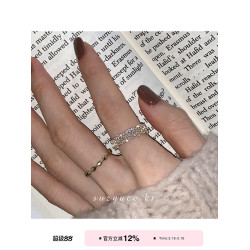 suzyacc kr超閃水鑽開口戒指2025年新款潮小衆設計食指戒時尚個性