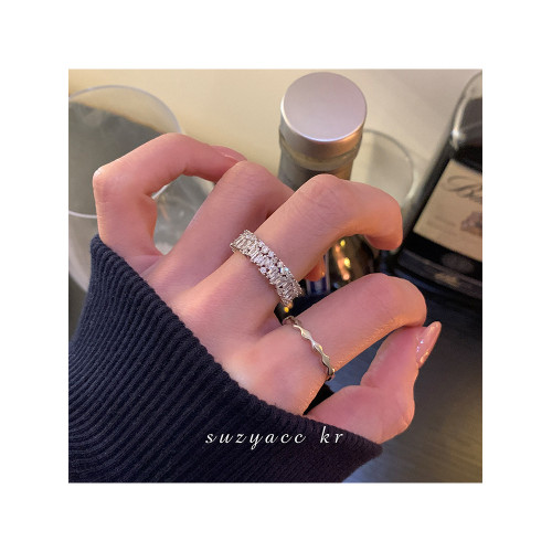 suzyacc kr超閃水鑽開口戒指2025年新款潮小衆設計食指戒時尚個性 suzyacc kr超閃水鑽開口戒指2025年新款潮小衆設計食指戒時尚個性