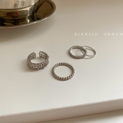 高級感氣質金屬戒指女時尚個性輕奢小衆精緻網紅套裝食指環冷淡風