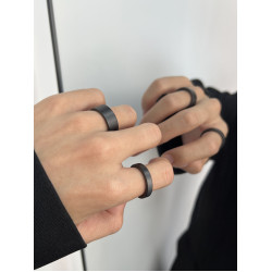 磨砂陶瓷黑色戒指男潮牌極簡個性霧面百搭食指戒環不掉色嘻哈尾戒