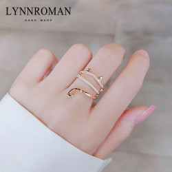 LYNNROMAN日系設計可愛小貓戒指女ins潮個性小衆開口可調節食指戒
