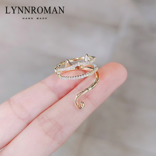 LYNNROMAN日系設計可愛小貓戒指女ins潮個性小衆開口可調節食指戒