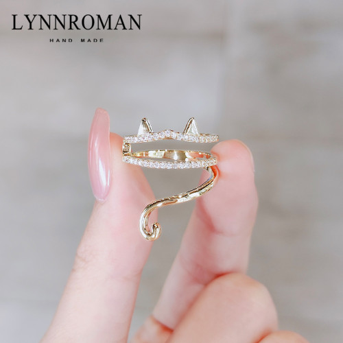 LYNNROMAN日系設計可愛小貓戒指女ins潮個性小衆開口可調節食指戒