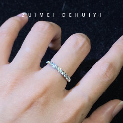 高級感滿鑽排鑽戒指女玫瑰金色小衆時尚個性食指指環尾戒碎鑽排戒