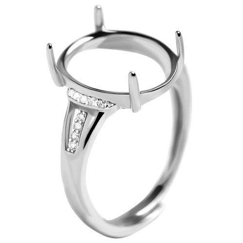 銀戒指托女款空托隨形橢圓鑲嵌琥珀蜜蠟蛋面銅鍍白金活口可調指環