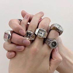 Komeiku 手錶戒指復古ins多巴胺男女千禧辣妹y2k蹦迪原宿會走時