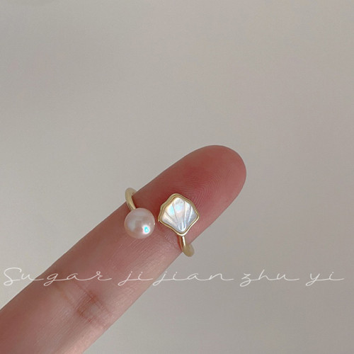 SUGAR 氣質溫柔貝殼戒指女小衆設計高級感網紅爆款時尚個性指環女