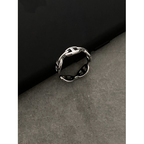 DOUDOUSTORE金屬質感豬鼻子戒指小衆設計幾何鏤空指環食指戒手飾