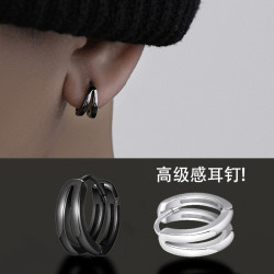 耳釘男痞帥高級感養耳洞潮流2025年新款爆款黑色耳環男士單隻耳飾