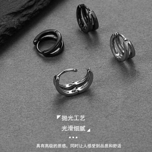 耳釘男痞帥高級感養耳洞潮流2025年新款爆款黑色耳環男士單隻耳飾