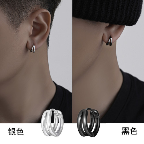 耳釘男痞帥高級感養耳洞潮流2025年新款爆款黑色耳環男士單隻耳飾