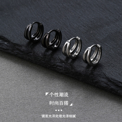 耳釘男痞帥高級感養耳洞潮流2025年新款爆款黑色耳環男士單隻耳飾