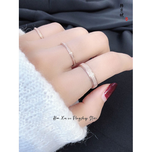 輕奢正品S925銀戒指鍍18K金玫瑰金磨砂細閃壓砂情侶戒素圈食指戒 輕奢正品S925銀戒指鍍18K金玫瑰金磨砂細閃壓砂情侶戒素圈食指戒