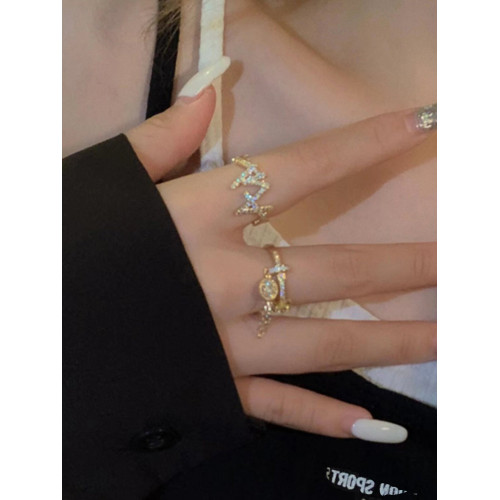 網紅閃鑽鋯石日韓氣質百搭開口戒指ins學生2024年新潮冷淡風指環 網紅閃鑽鋯石日韓氣質百搭開口戒指ins學生2024年新潮冷淡風指環