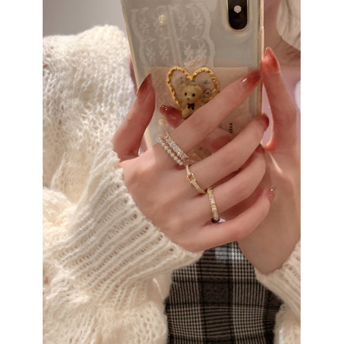 百搭開口戒指合集女小衆設計蝴蝶結珍珠食指戒小衆輕奢高級感獨特