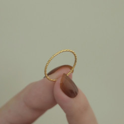 不掉色！極細閃閃的碎銀子戒指女輕奢高級感金色鈦鋼素圈曡戴指環