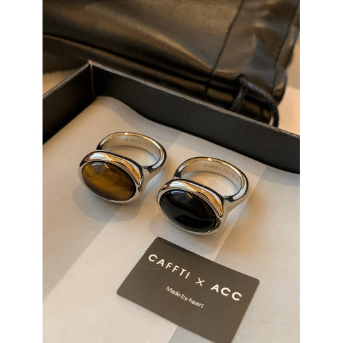 天然虎眼寶石黑瑪瑙美拉德偏財食指戒指女小衆設計輕奢高級感指環