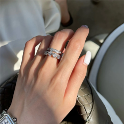 西太後土星開口戒指雙層可拆分閃鑽皇冠戒指高級感曡戴輕奢設計感