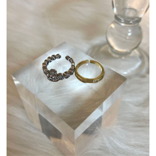 西太後土星開口戒指雙層可拆分閃鑽皇冠戒指高級感曡戴輕奢設計感