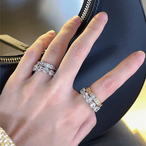 西太後土星開口戒指雙層可拆分閃鑽皇冠戒指高級感曡戴輕奢設計感