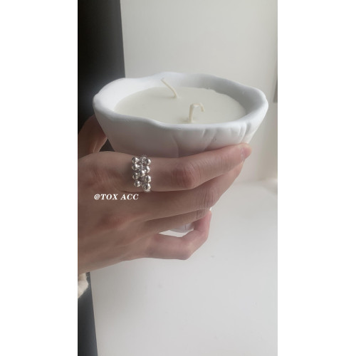 TOX ACC 韓國銀色葡萄圓珠戒指簡約高冷質感淡風小衆百搭吸睛指環