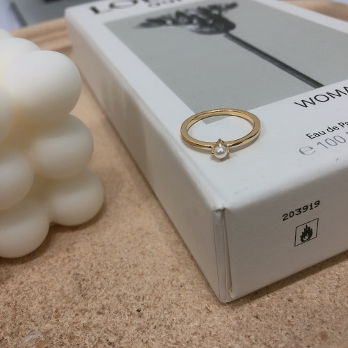 18K包金小清新日本一顆強光小珍珠四爪氣質正圓無暇戒指超仙簡約