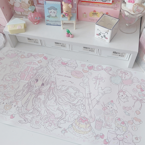 原創設計小嘰茶話會少女防水防滑學生可愛電腦滑鼠墊宿捨桌墊餐墊