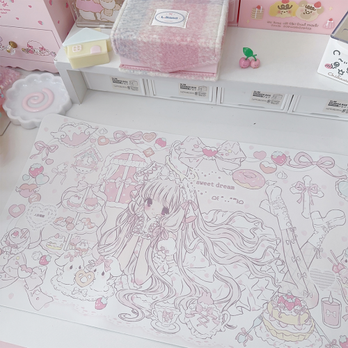 原創設計小嘰茶話會少女防水防滑學生可愛電腦滑鼠墊宿捨桌墊餐墊