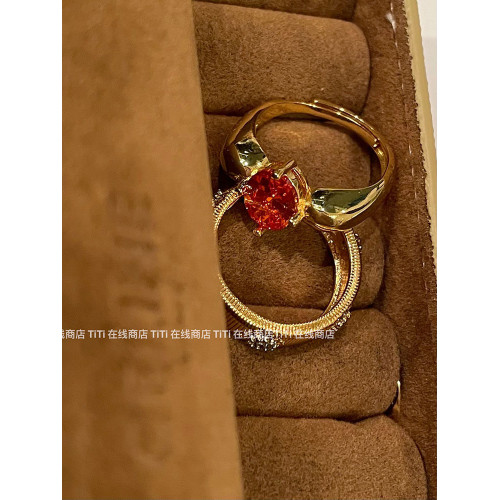 中古風vintage~高級質感閃鑽復古拉絲寬版戒指小衆設計輕奢可調節