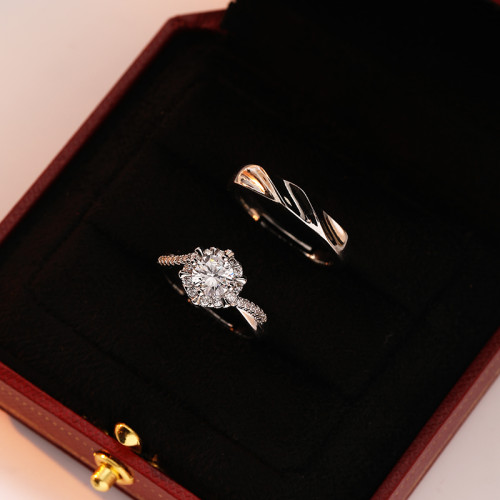 仿真婚戒對戒扭臂鑽戒男女結婚戒指一對情侶婚戒可調儀式替代道具