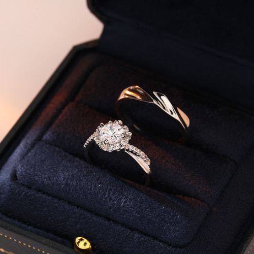 仿真婚戒對戒扭臂鑽戒男女結婚戒指一對情侶婚戒可調儀式替代道具