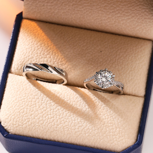 仿真婚戒對戒扭臂鑽戒男女結婚戒指一對情侶婚戒可調儀式替代道具