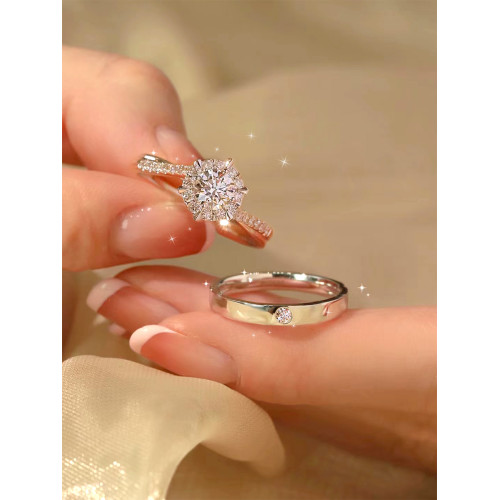 婚戒對戒結婚一對婚禮儀式婚紗攝影仿真莫桑假鑽男女交換道具戒指