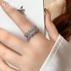 滿鑽鋯石旺財戒指女款2026新款爆款指環設計小衆精緻食指開口尾戒