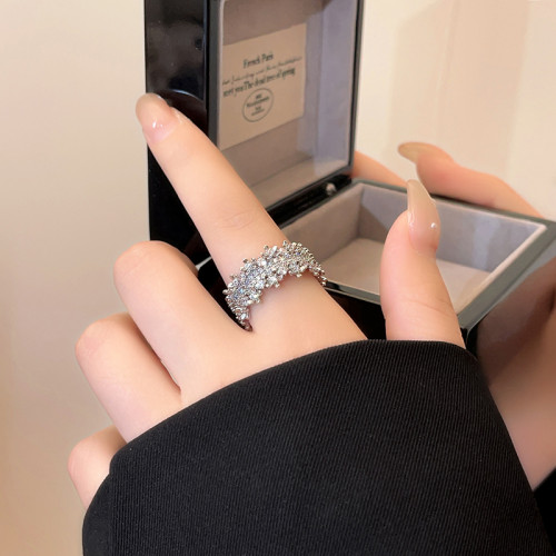 滿鑽鋯石旺財戒指女款2026新款爆款指環設計小衆精緻食指開口尾戒 滿鑽鋯石旺財戒指女款2026新款爆款指環設計小衆精緻食指開口尾戒