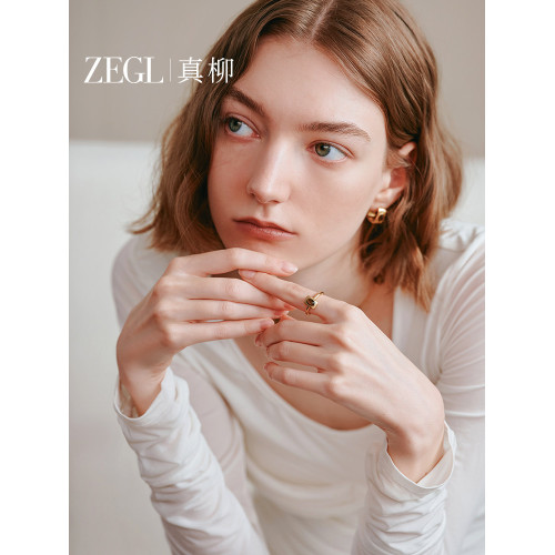 ZEGL設計師晨曦系列法式金色虎眼石戒指女輕奢小衆秋冬開口指環 ZEGL設計師晨曦系列法式金色虎眼石戒指女輕奢小衆秋冬開口指環