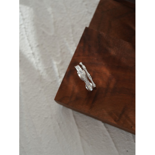 因缺斯汀【雙層竹節】銀色雙層竹節戒指開口可調節小衆百搭女