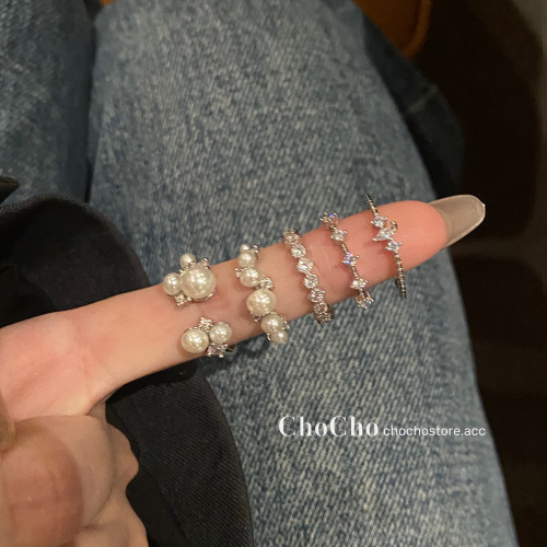 chocho/ju美!韓國精緻小衆高級感珍珠鋯石開口戒指輕奢食指戒女 chocho/ju美!韓國精緻小衆高級感珍珠鋯石開口戒指輕奢食指戒女