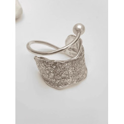 S925銀雙層珍珠開口戒指女2024新款爆款輕奢高級感小衆復古食指戒