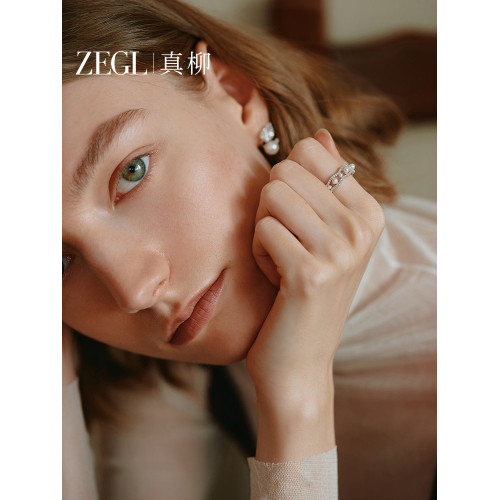 ZEGL法式人造珍珠戒指女小衆設計秋冬輕奢高級感指環冷淡風食指戒
