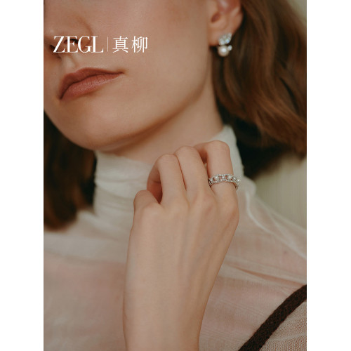 ZEGL法式人造珍珠戒指女小衆設計秋冬輕奢高級感指環冷淡風食指戒