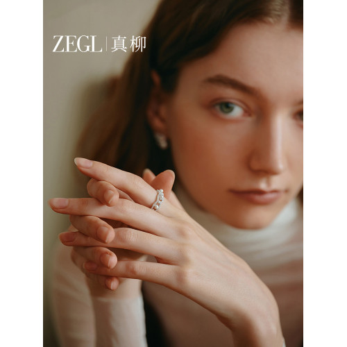 ZEGL法式人造珍珠戒指女小衆設計秋冬輕奢高級感指環冷淡風食指戒