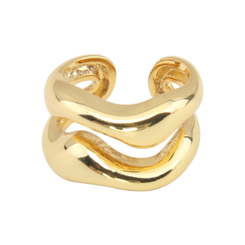 小衆設計不規則鏤空波浪弧形開口戒指輕奢高級感簡約獨特素圈指環